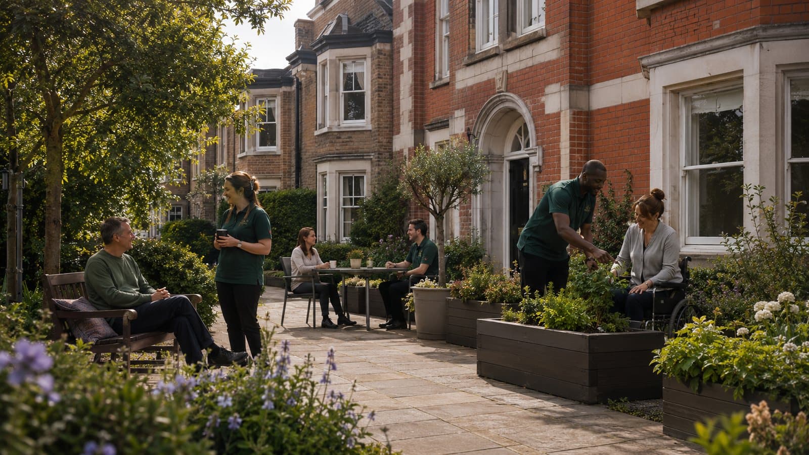 A UK care home courtyard garden