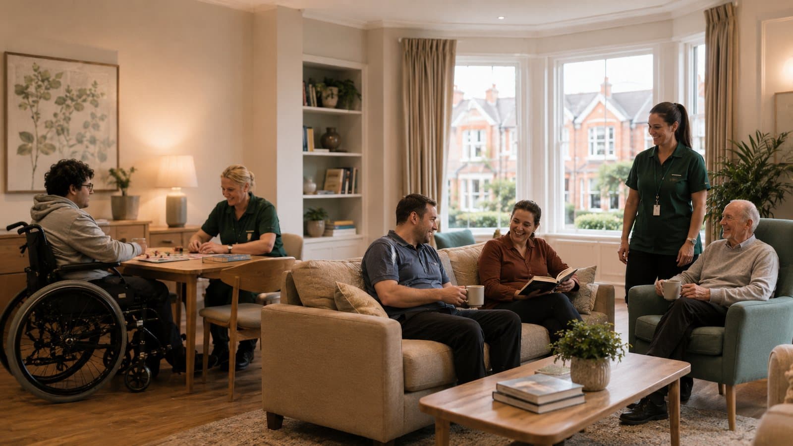 A warm care home lounge